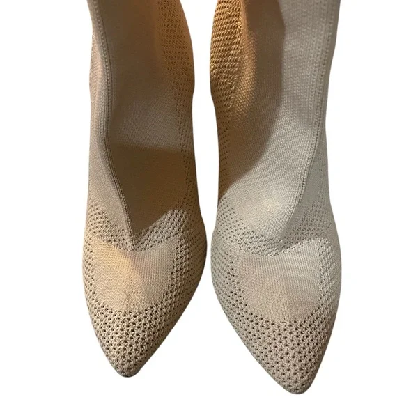 Beige, Knit Stiletto heels,Ankle Boots,Booties, Boots, Size 7 - Picture 9 of 11